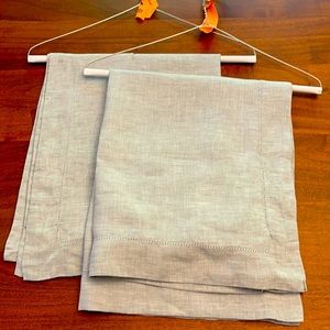 Blue linen pottery barn pillow shams